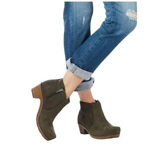 Dansko Maria Milled Nubuck Leather Womens 41 Zip Ankle Booties Black